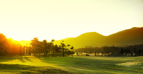Golf Courses : sunset time.