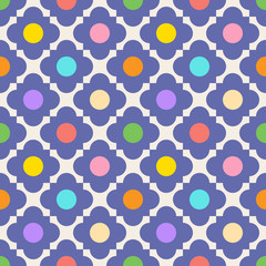 seamless multicolored quatrefoil flower pattern.