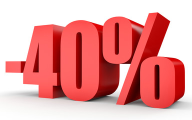 Discount 40 percent off. 3D illustration on white background.