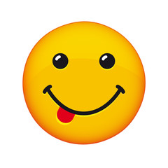 Smile with tongue. Smiling emoticon with smiling mouth and tongue vector icon