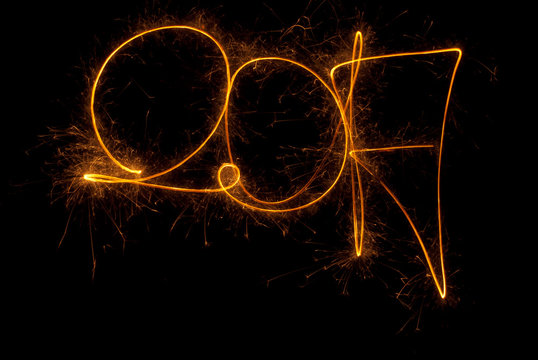 Happy New Year inscription 2017 sparklers