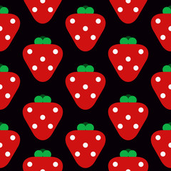 strawberries on black background