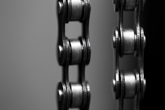 metal Bicycle chain. closeup