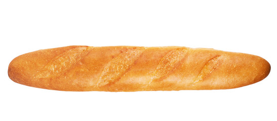 French baguette horizontally isolated on white background