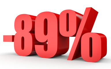 Discount 89 percent off. 3D illustration on white background.
