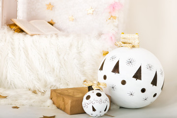 Big Christmas balls and holiday decorations