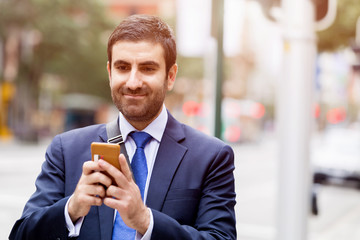 Portrait of handsome businessman outdoor