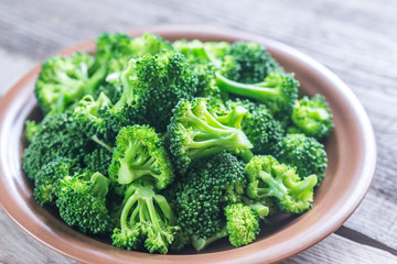 Cooked broccoli on the plate