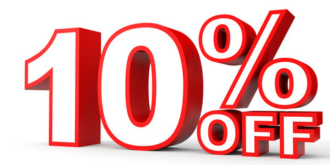 Discount 10 percent off. 3D illustration on white background.