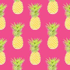 pineapple tropical vector illustration textile print fashion seamless. print in the style retro of 80's.