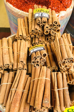Typical cinnamon sticks in Istambul, Turkey