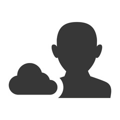 avatar man person male user with cloud shape icon silhouette. vector illustration
