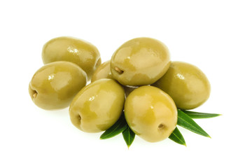 Green olives isolated