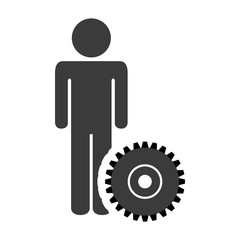 avatar man person male user with gear wheel icon silhouette.  vector illustration
