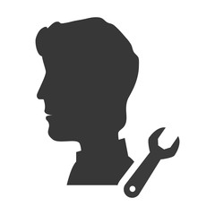 avatar man person male user with wrench tool. icon silhouette. vector illustration