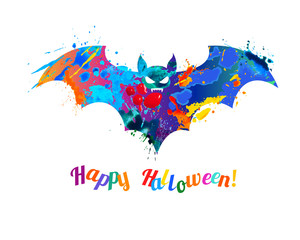 Happy Halloween card with bat