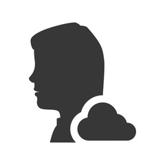 avatar woman person female user with cloud shape icon silhouette. vector illustration