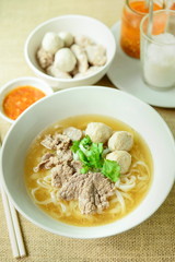 Beef noodle soup, Asian style in thailand