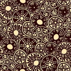 Seamless boho pattern made of decorative round elements