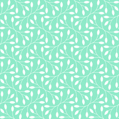 Seamless leaves pattern on teal background