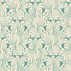 Seamless decorative zentangle graphic pattern on teal background