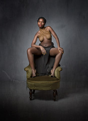african girl on sofa