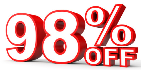 Discount 98 percent off. 3D illustration on white background.