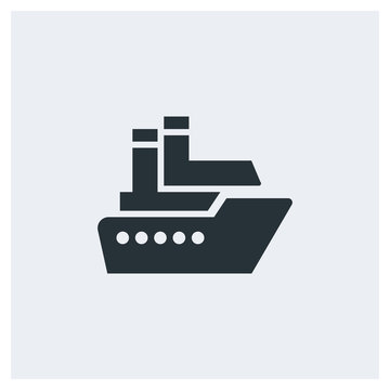 Ship icon, cruise icon, image jpg, vector eps, flat web, material icon, icon with grey background
