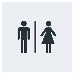 Toilet icon, man and woman icon, image jpg, vector eps, flat web, material icon, icon with grey background