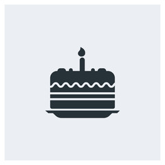 Birthday cake icon, image jpg, vector eps, flat web, material icon, icon with grey background