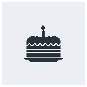 Birthday cake icon, image jpg, vector eps, flat web, material icon, icon with grey background