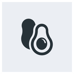 Avocado icon, image jpg, vector eps, flat web, material icon, icon with grey background