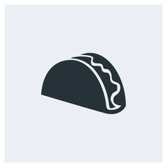 Taco icon, Mexican food icon, image jpg, vector eps, flat web, material icon, icon with grey background	