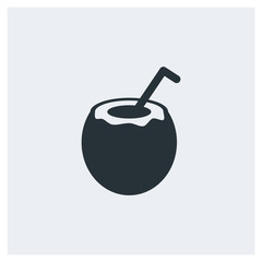 Coconut juice icon, image jpg, vector eps, flat web, material icon, icon with grey background	