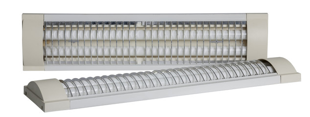 two fluorescent lamps isolated on white background