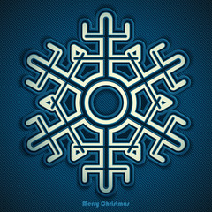 Abstract winter design with snowflake on striped background and space for text. Vector illustration.