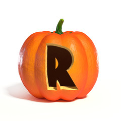 Halloween pumpkin font letter R