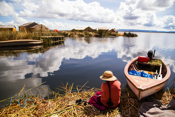 Uros island in Lake Titicaca, Peru
 - obrazy, fototapety, plakaty