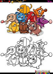 dogs group coloring book
