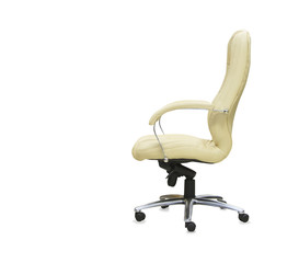 The office chair from beige leather. Isolated