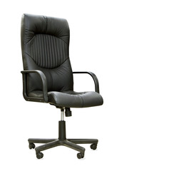 Fototapeta premium The office chair from black leather. Isolated