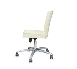 The office chair from beige leather. Isolated