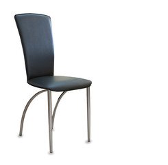 The office chair from black leather. Isolated