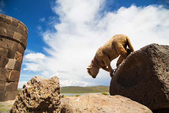 Lake Umayo and Sillustani burial ground. Peru
