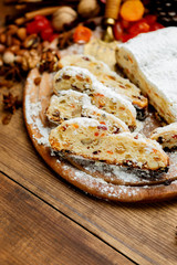 traditional German cake with raisins Dresdner stollen