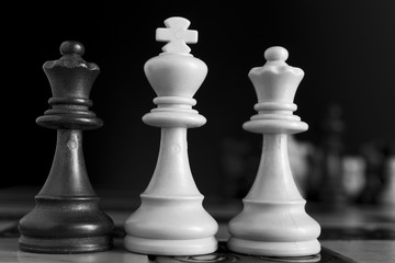 Scacchi fotografati su una scacchiera