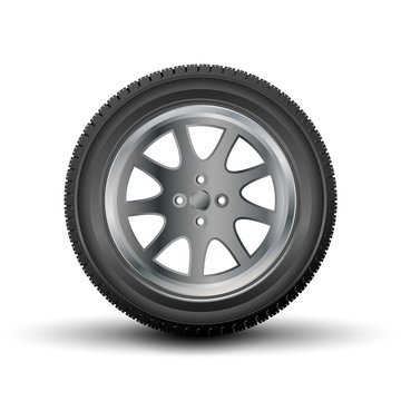 Car tire with a disk on a white background.Vector