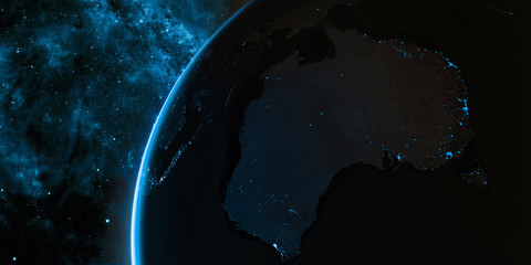 Fototapeta na wymiar Orbital view on Earth from space