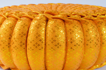Thai silk Pumkin Pillow on white background