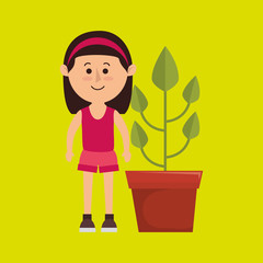 character pot plant vector illustration eps 10